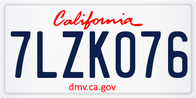 CA license plate 7LZK076