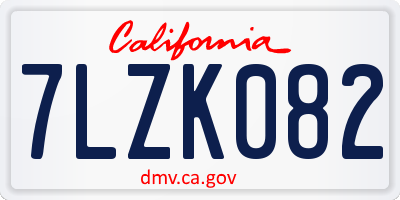 CA license plate 7LZK082