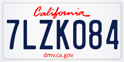 CA license plate 7LZK084
