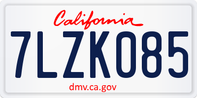 CA license plate 7LZK085
