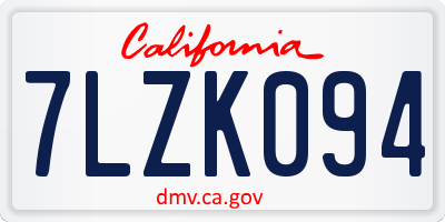 CA license plate 7LZK094