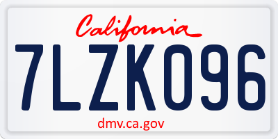 CA license plate 7LZK096