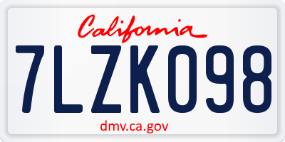 CA license plate 7LZK098