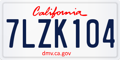 CA license plate 7LZK104