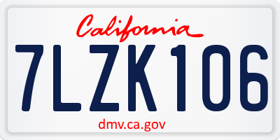 CA license plate 7LZK106