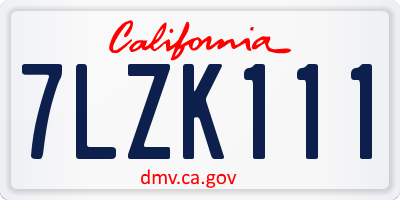 CA license plate 7LZK111