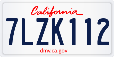 CA license plate 7LZK112