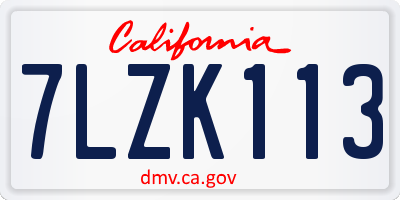 CA license plate 7LZK113