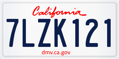 CA license plate 7LZK121