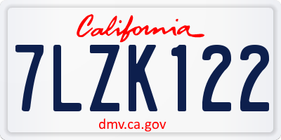 CA license plate 7LZK122