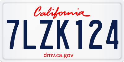 CA license plate 7LZK124