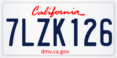 CA license plate 7LZK126