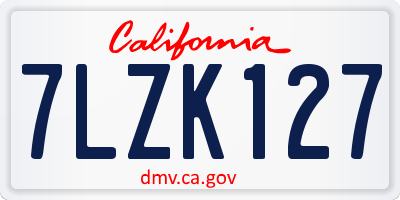 CA license plate 7LZK127