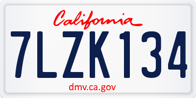 CA license plate 7LZK134