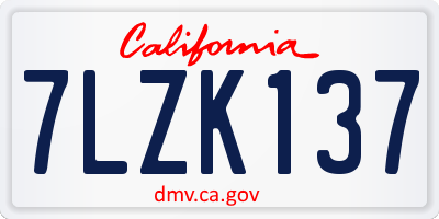 CA license plate 7LZK137