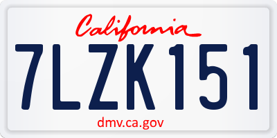 CA license plate 7LZK151