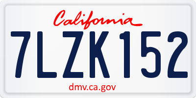 CA license plate 7LZK152