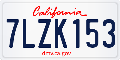 CA license plate 7LZK153