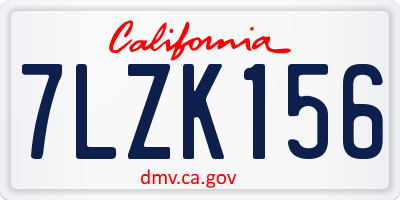 CA license plate 7LZK156
