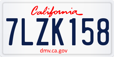 CA license plate 7LZK158