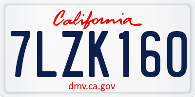 CA license plate 7LZK160
