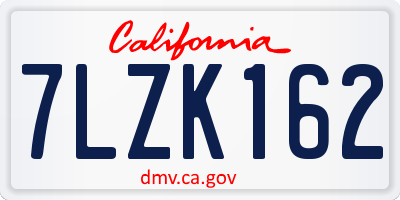 CA license plate 7LZK162