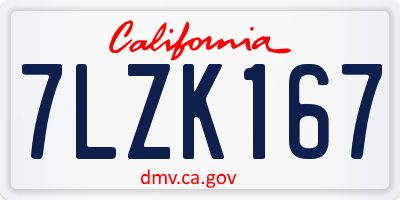 CA license plate 7LZK167