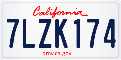 CA license plate 7LZK174