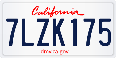 CA license plate 7LZK175