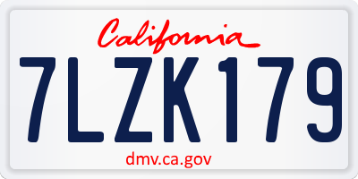 CA license plate 7LZK179