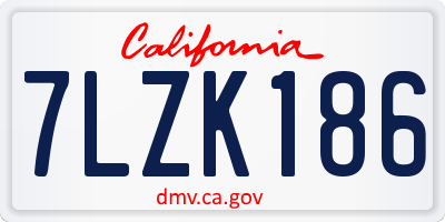CA license plate 7LZK186