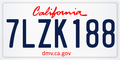 CA license plate 7LZK188