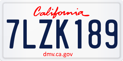 CA license plate 7LZK189
