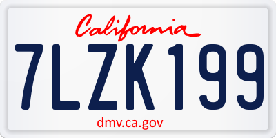 CA license plate 7LZK199