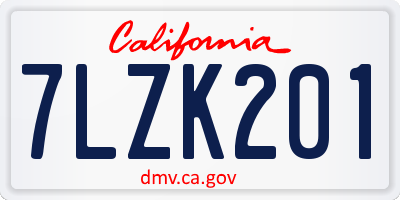 CA license plate 7LZK201
