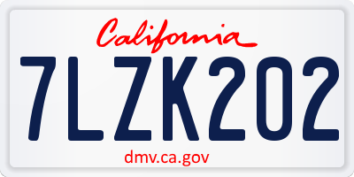 CA license plate 7LZK202