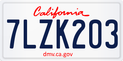 CA license plate 7LZK203