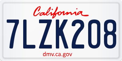 CA license plate 7LZK208