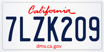 CA license plate 7LZK209