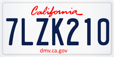 CA license plate 7LZK210