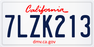 CA license plate 7LZK213