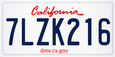 CA license plate 7LZK216