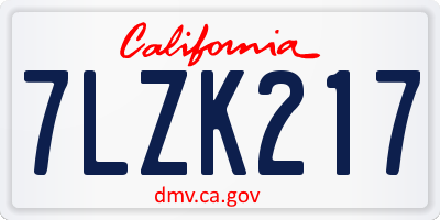 CA license plate 7LZK217