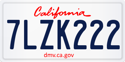 CA license plate 7LZK222