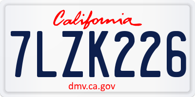 CA license plate 7LZK226