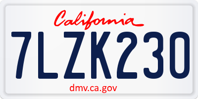 CA license plate 7LZK230