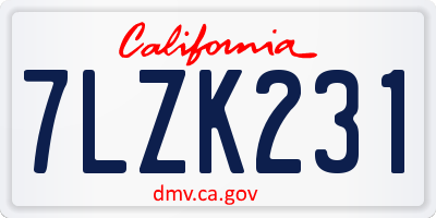CA license plate 7LZK231