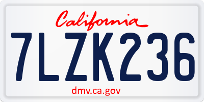 CA license plate 7LZK236
