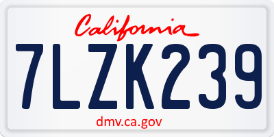 CA license plate 7LZK239