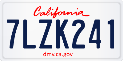CA license plate 7LZK241